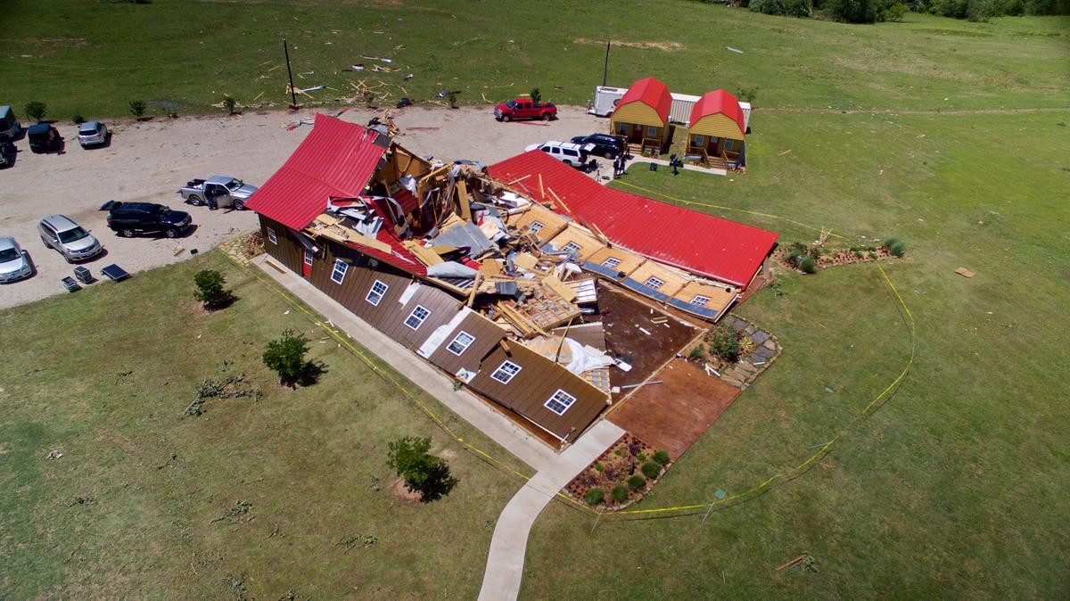 The Rustic Barn, an event hall, which suffered major tornado damage in Texas on April 30, 2017. (REUTERS/Brandon Wade)