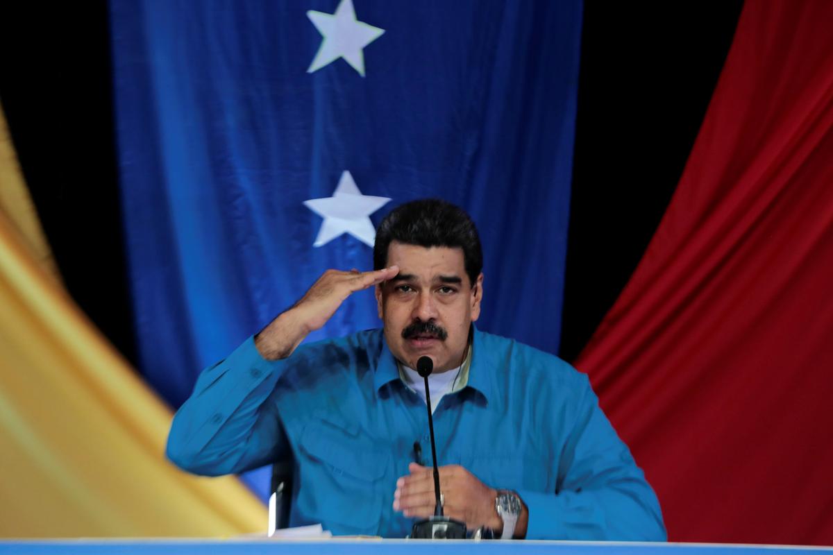 Venezuela's President Nicolas Maduro during his weekly broadcast "Los Domingos con Maduro" (The Sundays with Maduro) in Caracas, Venezuela. (Miraflores Palace/via REUTERS)