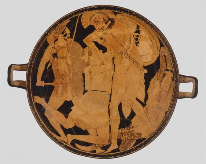 Cup with Achilles slaying Penthesilea. Terracotta, red-figure, circa 470-460 B.C., from Vulci. Staatliche Antikensammlungen and Glyptothek Munich. (Renate Kühling)