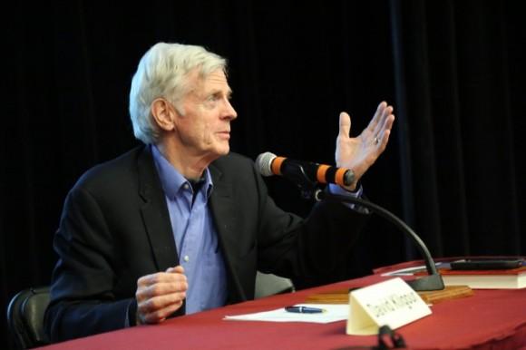 David Kilgour speaks following the screening of "Human Harvest" at the University of Ottawa on April 6, 2017. (Jonathan Ren/Epoch Times)