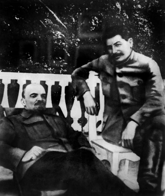 Soviet leaders Vladimir Lenin and Joseph Stalin in 1922. Between them are the unnatural deaths of some 30 million people.<br/>(AFP/Getty Images)