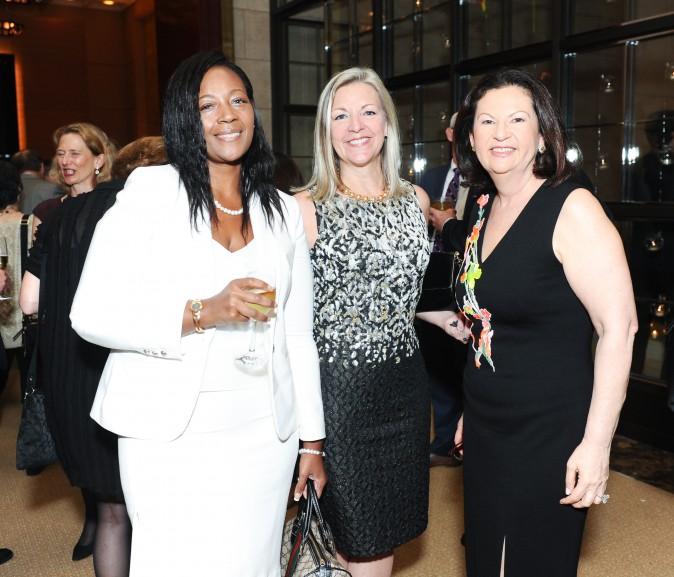 Darnella Banks, Candace Adams, Ellie Johnson at the celebration of the opening of Berkshire Hathaway HomeServices New York Properties hosted at the Four Seasons Hotel New York on April 26, 2017. (Courtesy of Rommel Demano for BFA)