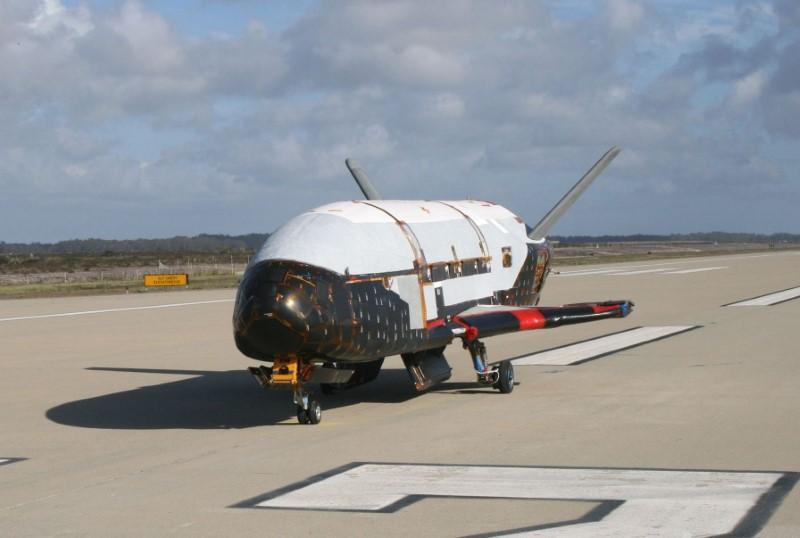 The X-37B Orbital Test Vehicle taxis on the flightline during testing at the Astrotech facility in Titusville, Fla., in March 2010. (REUTERS/U.S. Air Force)