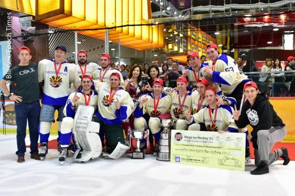 Pandoo Nation winners of the International Elite division of the Mega Ice 2017 Hockey 5's, on May 6, 2017. (Bill Cox/Epoch Times)