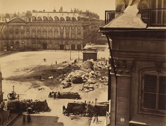 The remains of the Vendôme Column, after it was destroyed by communards led by Gustave Courbet on May 16, 1871, in the Paris Commune. (Harris Brisbane Dick Fund, 1953)