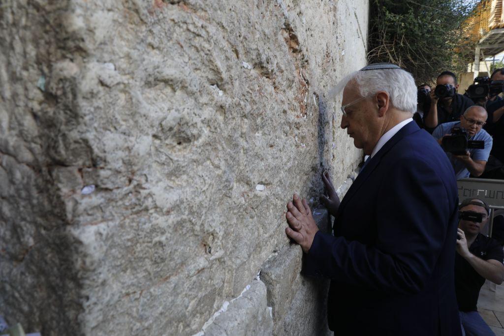 New US ambassador to Israel David Friedman prays at the Western Wall, the holiest site where Jews can pray, in the old city of Jerusalem on May 15, 2017.<br/>(MENAHEM KAHANA/AFP/Getty Images)
