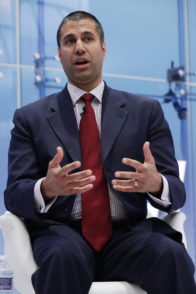 Federal Communication Commission Chairman Ajit Pai participates in a discussion about his accomplishments at The American Enterprise Institute for Public Policy Research in Washington May 5, 2017. (Chip Somodevilla/Getty Images)