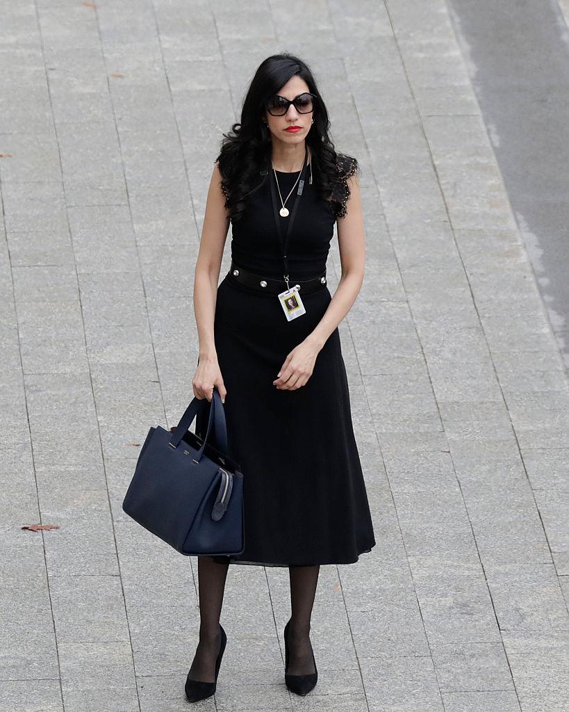 Huma Abedin arrives near the east front steps of the Capitol Building before President-elect Donald Trump is sworn in at the 58th Presidential Inauguration on Capitol Hill in Washington on January 20, 2017.<br/>(JOHN ANGELILLO/AFP/Getty Images)