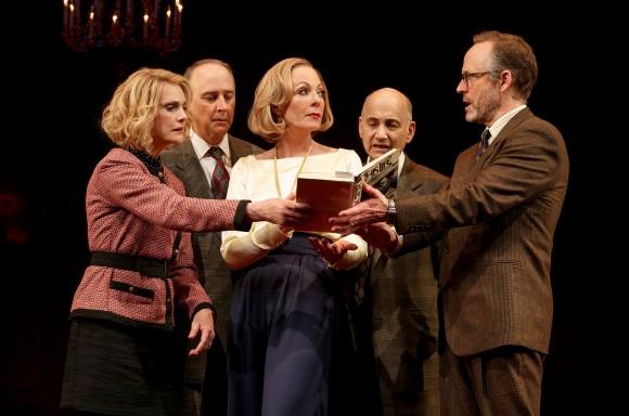 Lisa Emery, Michael Countryman, Allison Janney, Ned Eisenberg, and John Benjamin Hickey in a scene from "Six Degrees of Separation." (Joan Marcus)