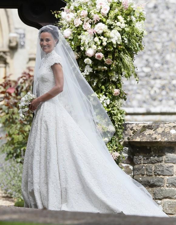 Pippa Middleton arrives for her wedding to James Matthews at St Mark's Churchon May 20, 2017 in Englefield, England. (Kirsty Wigglesworth - Pool/Getty Images)