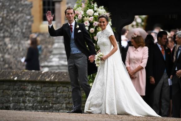 Pippa Middleton and her new husband James Matthews leave St Mark's Church in Englefield, west of London, on May 20, 2017 following their wedding ceremony. (Justin Tallis/AFP/Getty Images)