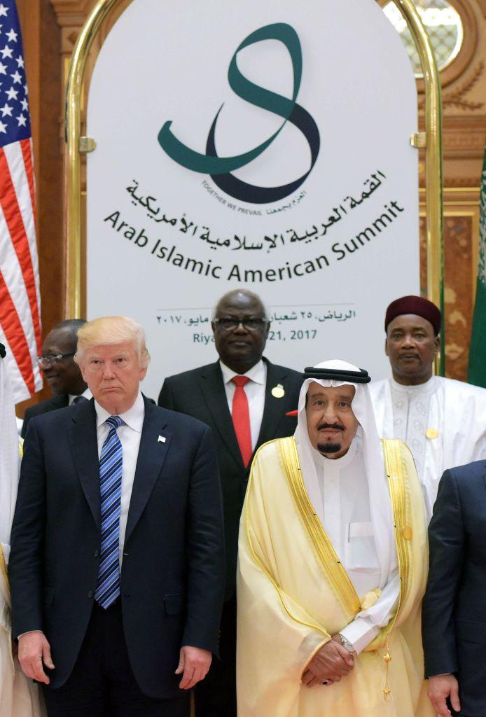 President Donald Trump (L) and Saudi Arabia's King Salman bin Abdulaziz al-Saud during the Arabic Islamic American Summit at the King Abdulaziz Conference Center in Riyadh on May 21, 2017. (MANDEL NGAN/AFP/Getty Images)