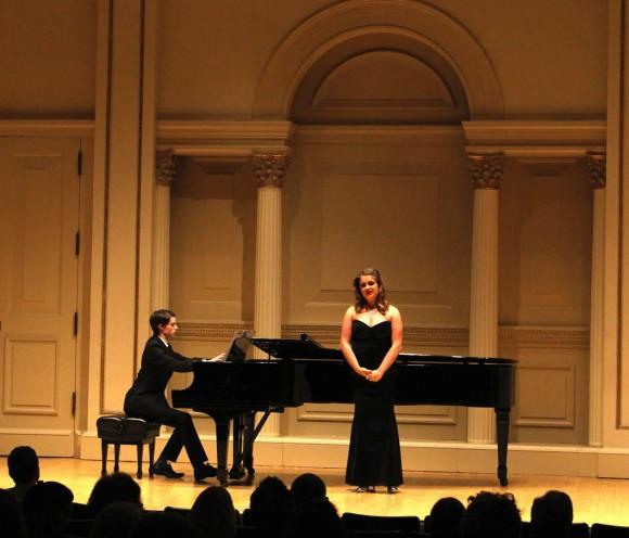 Irish duo, soprano Robyn Richardson accompanied by pianist Keith Stears, performs in Carnegie's Weill Recital Hall as part of the New York Concerti Sinfonietta's 2017 International Shining Stars debuts. (Jeremy Friers)