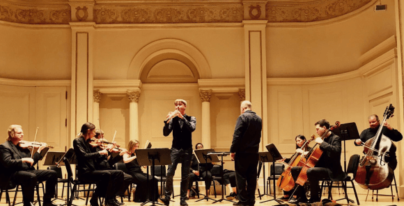Irish oboist, Ben Gannon and the Marcello Oboe Concerto with the New York Concerti Sinfonietta in his Carnegie Hall Debut. (Jeremy Friers)