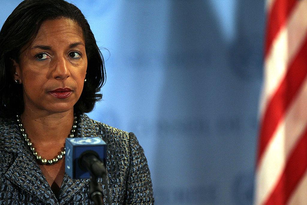 Susan Rice speaks to the media following Security Council consolations over the situation in North Korea in New York City on April 13, 2012. (Spencer Platt/Getty Images)