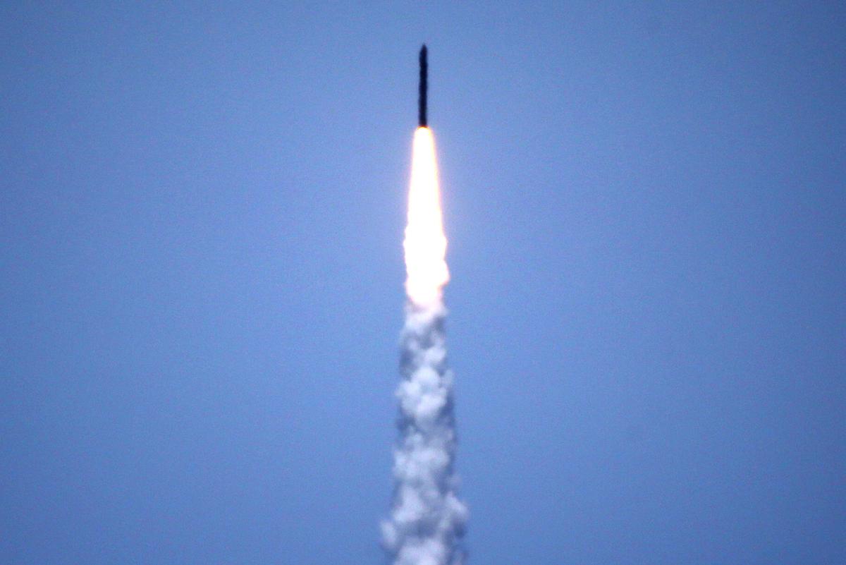 The Ground-based Midcourse Defense (GMD) element of the U.S. ballistic missile defense system launches during a flight test from Vandenberg Air Force Base, Calif., on May 30, 2017. (REUTERS/Lucy Nicholson)