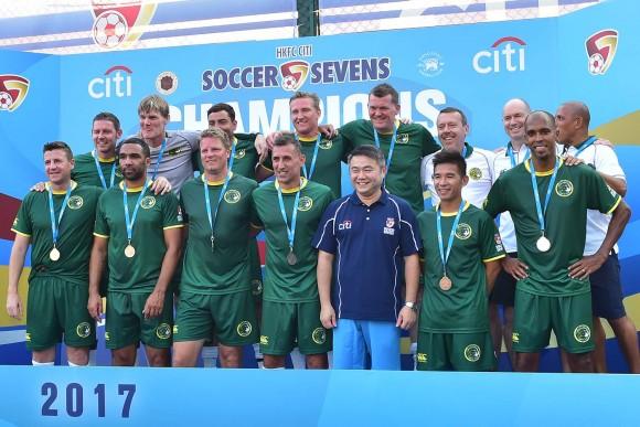 Wallsend Boys Club runners up in the 2017 Soccer Sevens Masters Championship. (Bill Cox/Epoch Times)