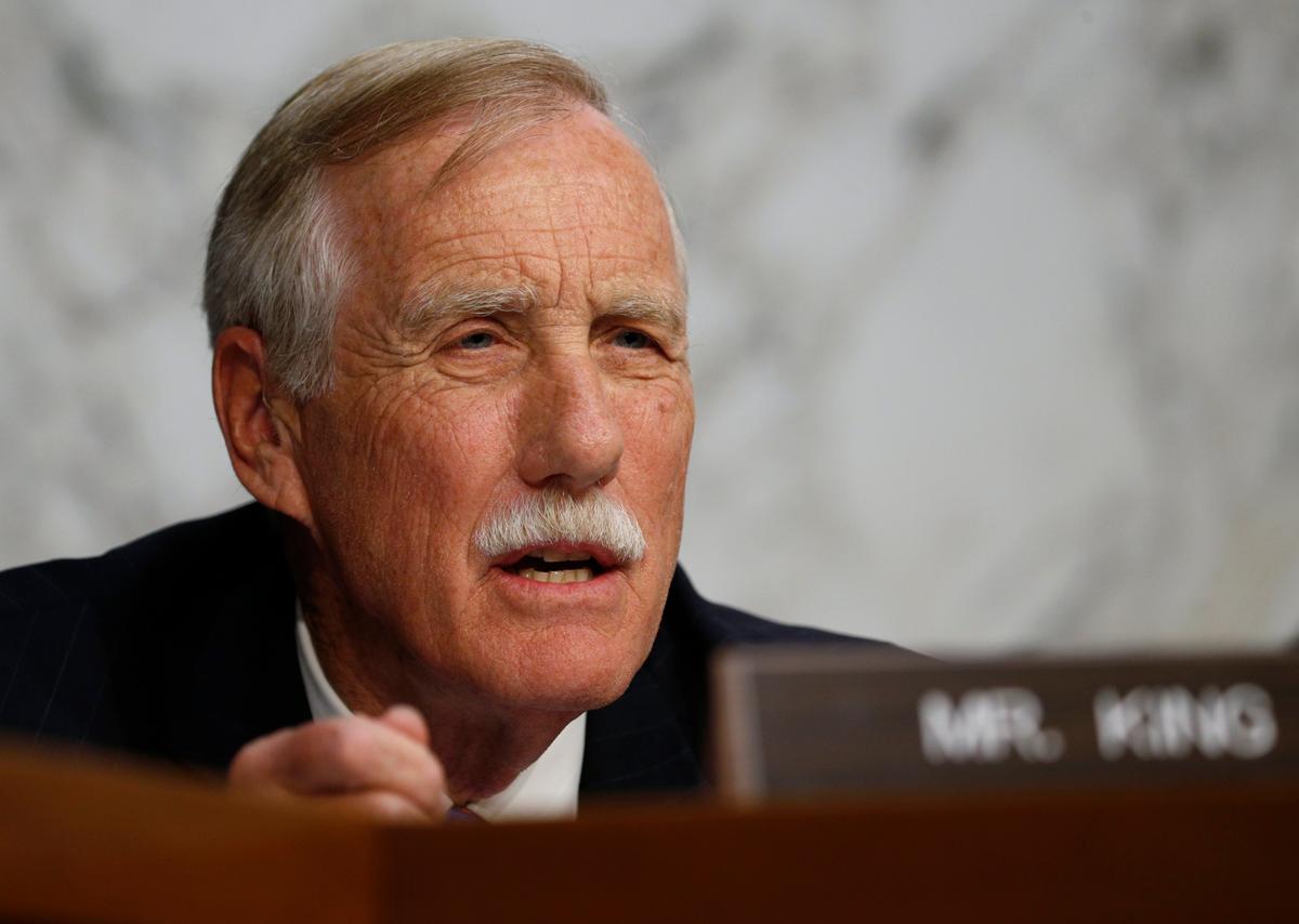 Senator Angus King (I-ME) asks questions at a Senate Intelligence Committee hearing on the Foreign Intelligence Surveillance Act (FISA) in Washington on June 7, 2017. (REUTERS/Kevin Lamarque)