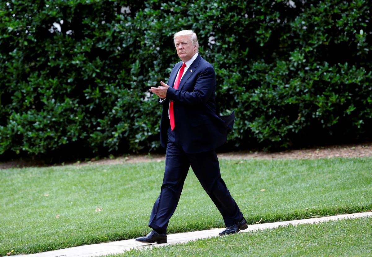 President Donald Trump walks to Marine One as he departs for a day trip to Ohio from the South Lawn of the White House in Washington on June 7, 2017. (REUTERS/Joshua Roberts)