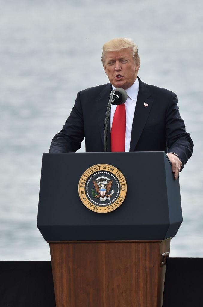 President Donald Trump speaks in Cincinnati, Ohio, on June 7, 2017. (NICHOLAS KAMM/AFP/Getty Images)