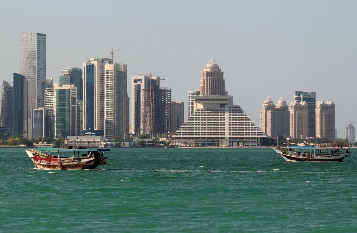 Buildings are seen on a coast line in Doha, Qatar on June 5, 2017. (REUTERS/Stringer)