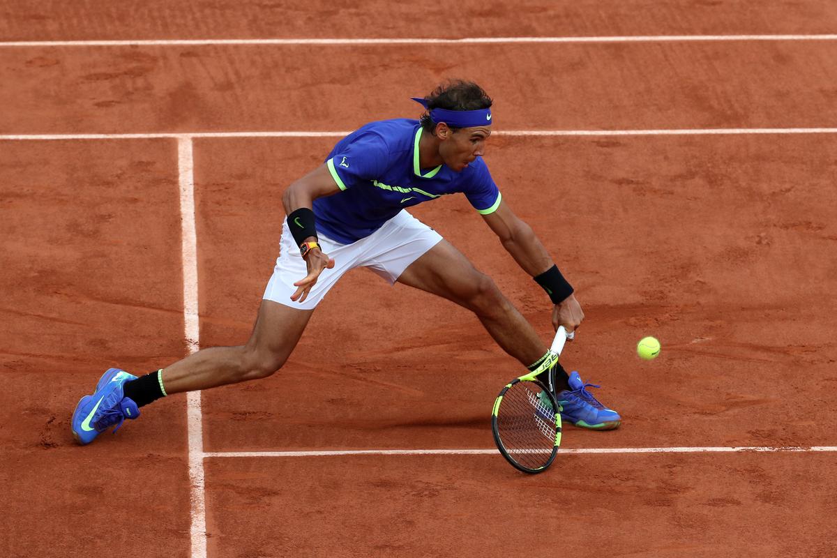 Spain's Rafael Nadal in action during the final against Switzerland's Stan Wawrinka Paris, France on June 11, 2017. (Reuters/Pascal Rossignol