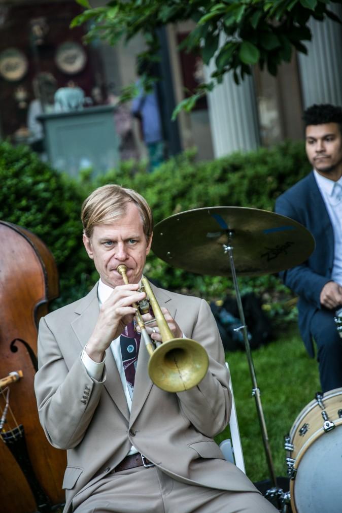 Jazz band The Flail performs at The Frick's Spring Garden Party. (Benjamin Chasteen/The Epoch Times)