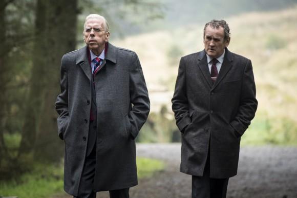 (L–R) Timothy Spall and Colm Meaney in "The Journey." (Steffan Hill)