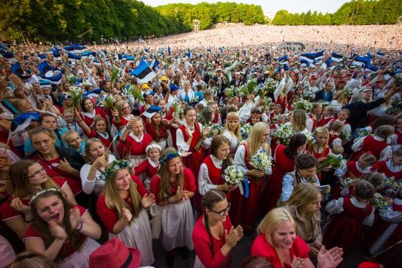 Singers at the 26th Song Celebration in Tallinn on July 6, 2014, the last time the celebration was held. The concerts are held every five years. (Ilmars Znotins)
