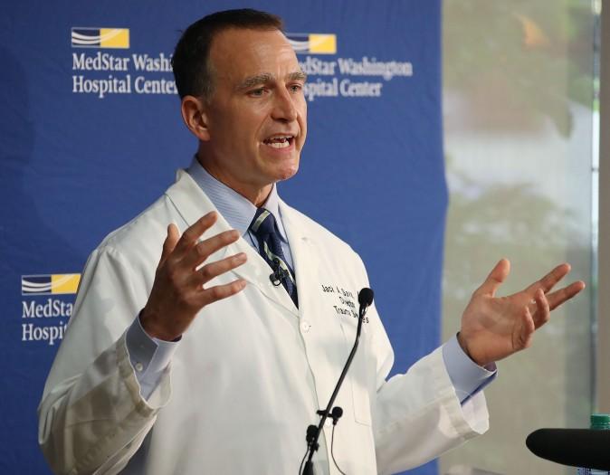Dr. Jack Sava, director of trauma at MedStar Washington Hospital Center, talks about the condition of House Majority Whip Steve Scalise (R-LA), on June 16, 2017. (Mark Wilson/Getty Images)