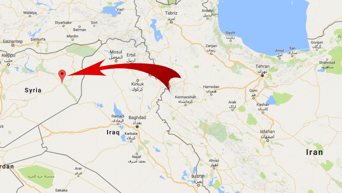 Iran launched missiles from its Kermanshah and Kurdistan provinces targeting ISIS positions in Deir ez-Zor, Syria, on June 17, 2017, according to Iran's military. (Google Maps)