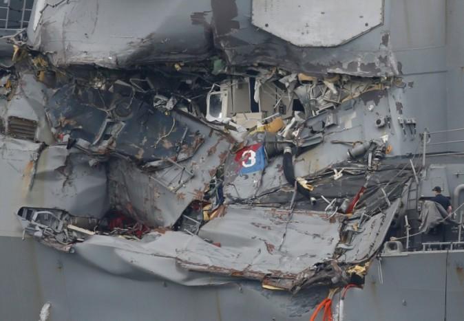 The damaged USS Fitzgerald. (Toru Hanai/Reuters)