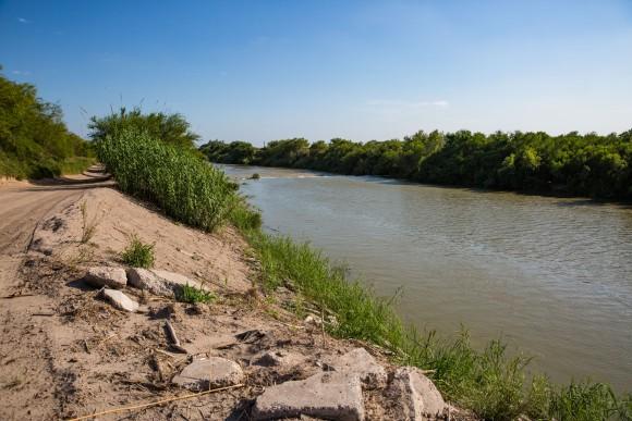 The Rio Grande behind Pamela Taylor's house in Brownsville, Texas, on June 1, 2017. Illegal immigrants must cross Taylor's property to get to the border fence. (Benjamin Chasteen/The Epoch Times)