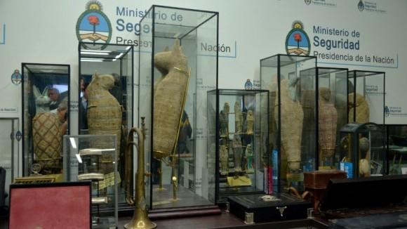 Several items and part of a cache of Nazi artifacts seized in the house of an art collector are displayed in Buenos Aires, in this undated handout released on June 20, 2017. (Courtesy of the Argentine Ministry of Security/Handout via Reuters)