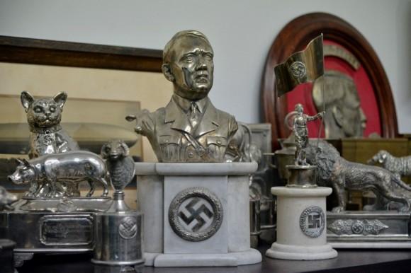 A bust of dictator Adolf Hitler, among other Nazi artifacts seized in the house of an art collector, is on display in Buenos Aires, in this undated handout released on June 20, 2017. (Courtesy of the Argentine Ministry of Security/Handout via Reuters)