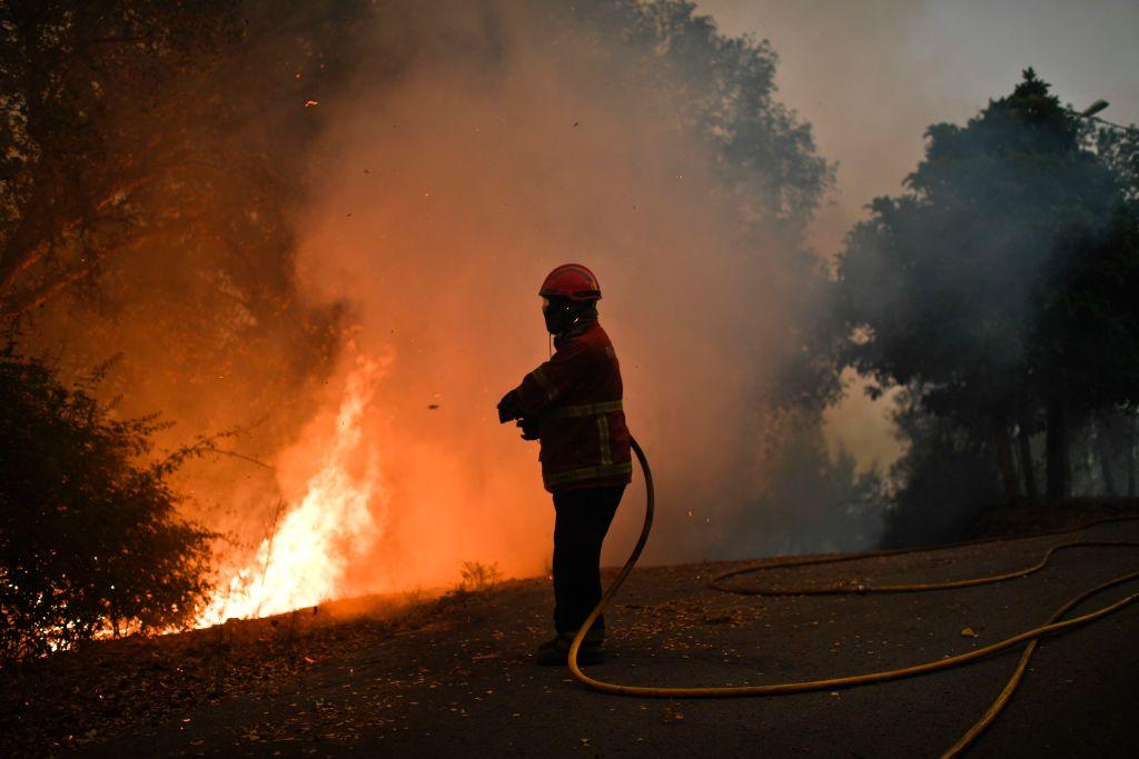 A firefighter combats a wildfire in Capelo, Gois, on June 20, 2017.<br/>(PATRICIA DE MELO MOREIRA/AFP/Getty Images)