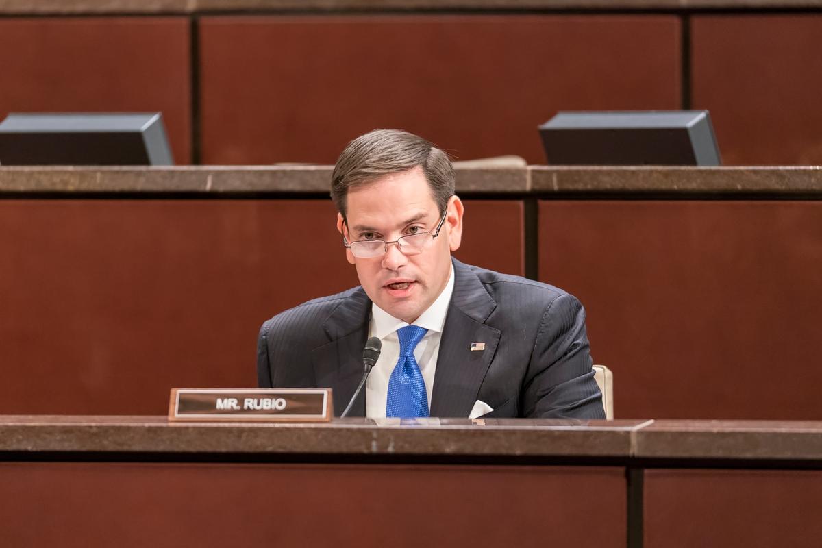 Senator Marco Rubio, the co-chairman of the Congressional-Executive Commission on China (CECC) speaks on Wednesday's hearing on China's human rights. (Leo Shi/The Epoch Times)