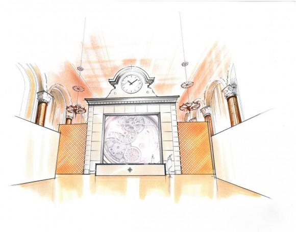 Sketch of the entrance to "The Art of Watches, Grand Exhibition New York 2017." (Patek USA)