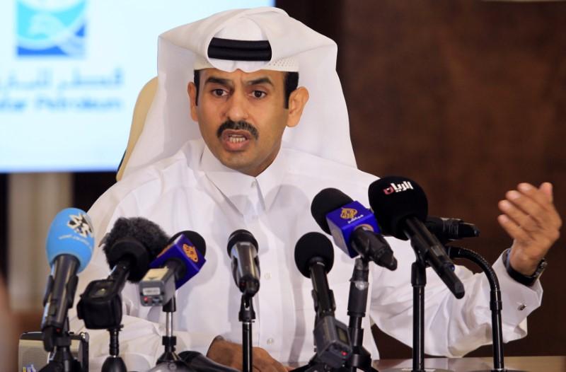 Saad al-Kaabi, chief executive of Qatar Petroleum, gestures as he speaks to reporters in Doha, Qatar on July 4, 2017. (REUTERS/Naseem Zeitoon)