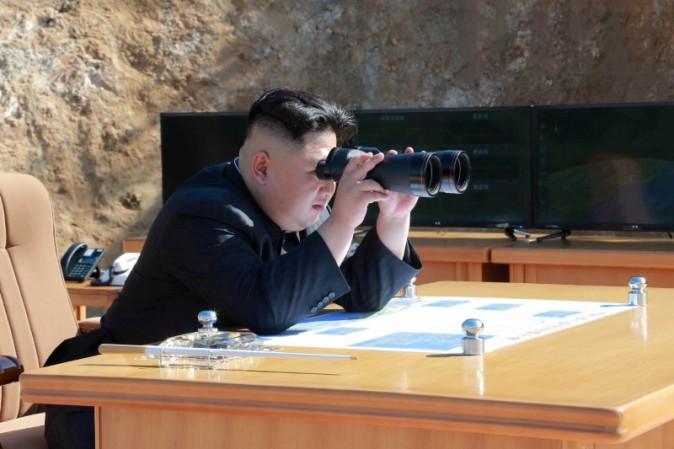 North Korean leader Kim Jong Un looks on during the test-fire of inter-continental ballistic missile Hwasong-14. (KCNA/via Reuters)
