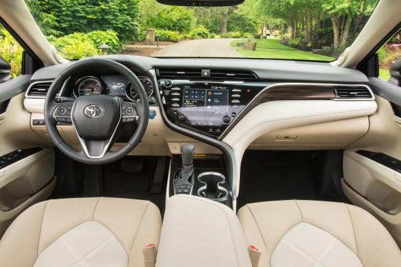 The interior of the 2018 Camry XLE. (Courtesy of Toyota)