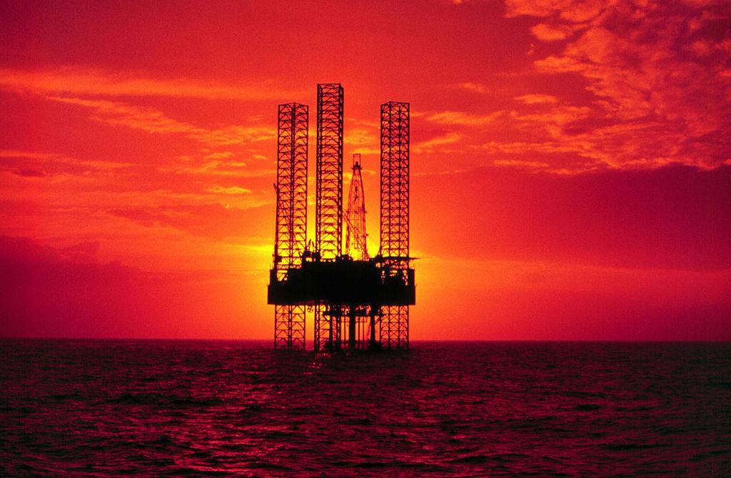 An oil rig in the Gulf of Mexico in this file photo. Oil prices continue to linger below $50, signaling challenges for the world economy. (Photo By Getty Images)