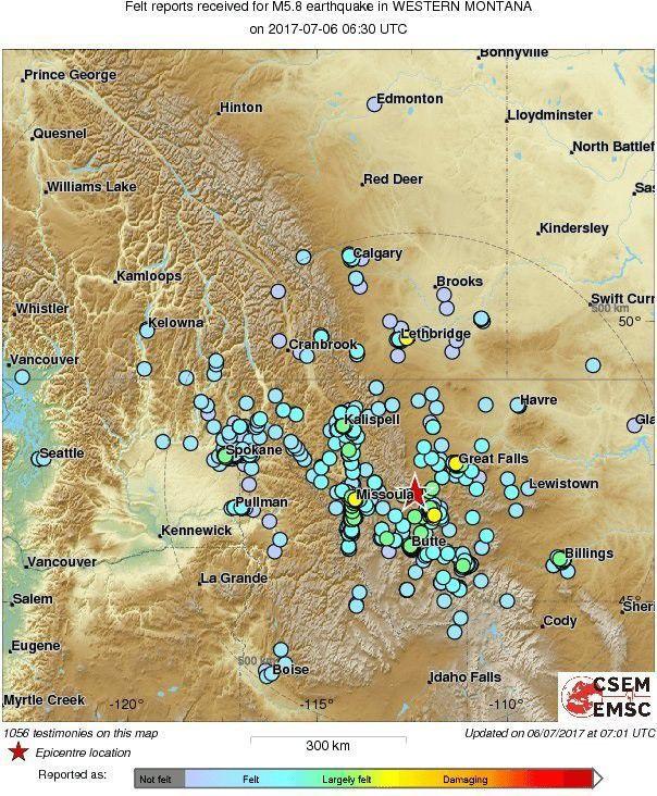 Reports of the 5.8 earthquake felt around the region. (European-Mediterranean Seismological Centre)
