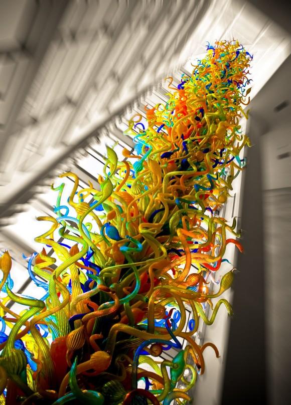 The 55-foot-tall glass tower by Dale Chihuly at the Oklahoma City Museum of Art. (Oklahoma City Convention & Visitors Bureau)