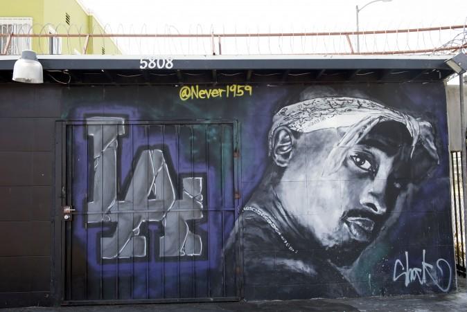 A wall dedicated to the memory of U.S. rapper Tupac Shakur is seen on May 26, 2016, in Los Angeles, Calif. (VALERIE MACON/AFP/Getty Images)