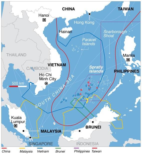 Territorial claims in the South China Sea. (VOA News)