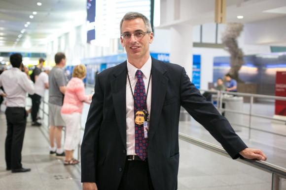 Brett Dreyer, assistant special agent in charge of Homeland Security Investigations New York, at JFK International Airport on June 26. (Benjamin Chasteen/The Epoch Times)
