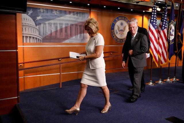 Rep. Diane Black (R-TN) departs after announcing the 2018 budget blueprint during a press conference on Capitol Hill in Washington on July 18, 2017. (REUTERS/Aaron P. Bernstein)