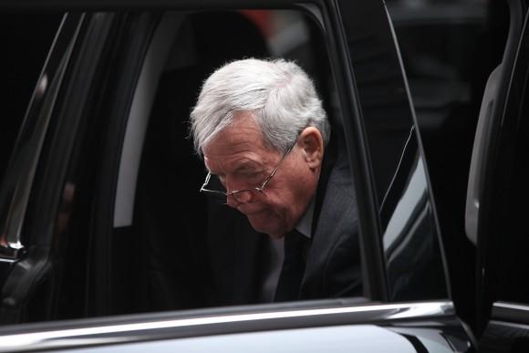 Former House Speaker Dennis Hastert leaves the Dirksen Federal Courthouse in a wheelchair after his sentencing on April 27, 2016, in Chicago, Illinois. (Photo by Joshua Lott/Getty Images)