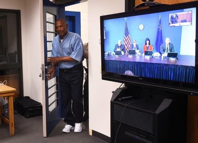 O.J. Simpson arrives for his parole hearing at Lovelock Correctional Centre in Lovelock, Nevada, on July 20, 2017. (Jason Bean/POOL/Reuters)
